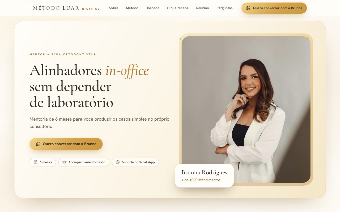 Site do Método Luar In-Office, com o título Alinhadores in-office sem depender de laboratório