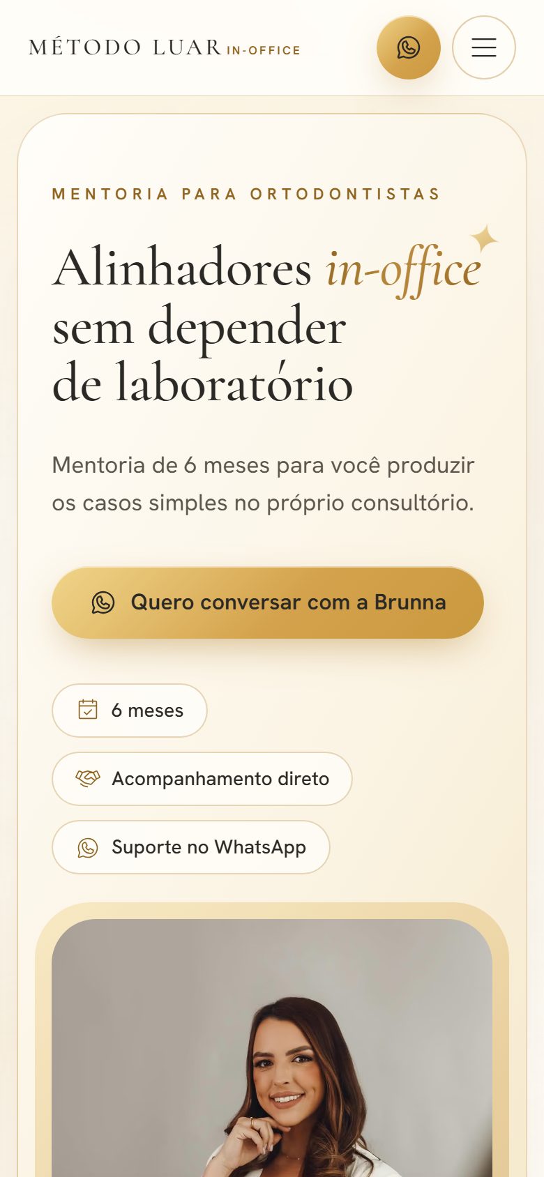 Site de Método Luar In-Office, versão para celular